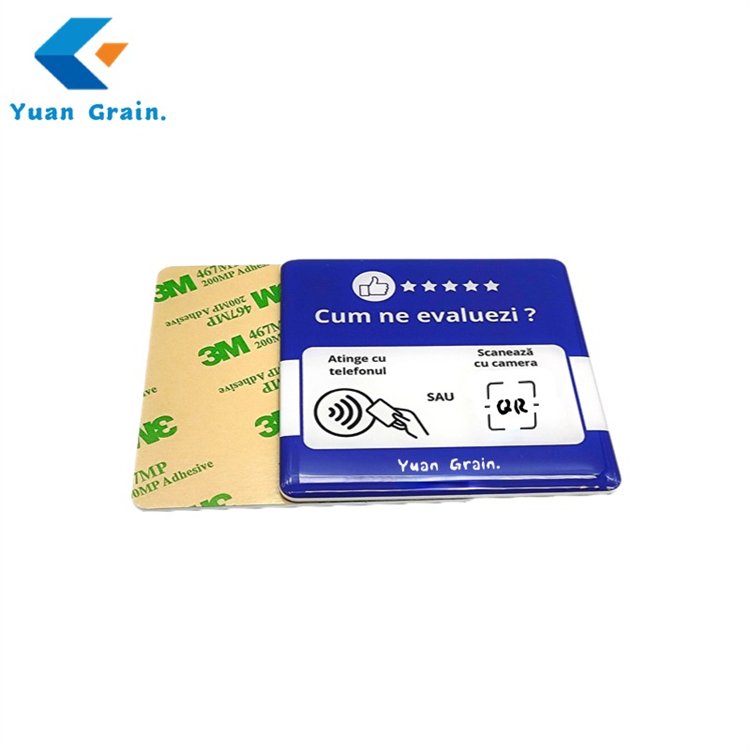 Customized NFC RFID tag epoxy comment card for Google Instagram printing/size /QR waterproof review card plate Table sticker