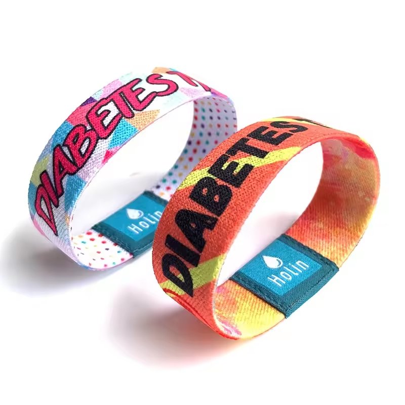 Programmable 13.56mhz RFID Elastic Wristbands NFC fabric bracelet For Theme Park