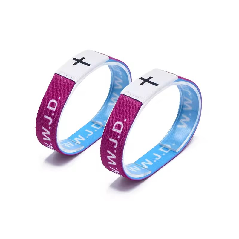 Programmable 13.56mhz RFID Elastic Wristbands NFC fabric bracelet For Theme Park