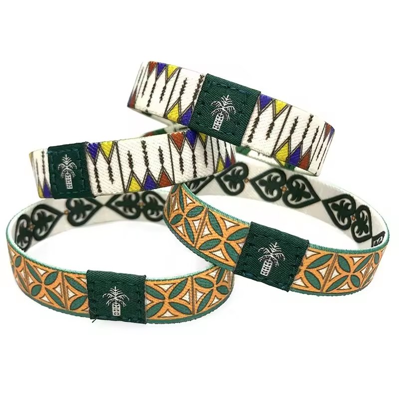 Programmable 13.56mhz RFID Elastic Wristbands NFC fabric bracelet For Theme Park