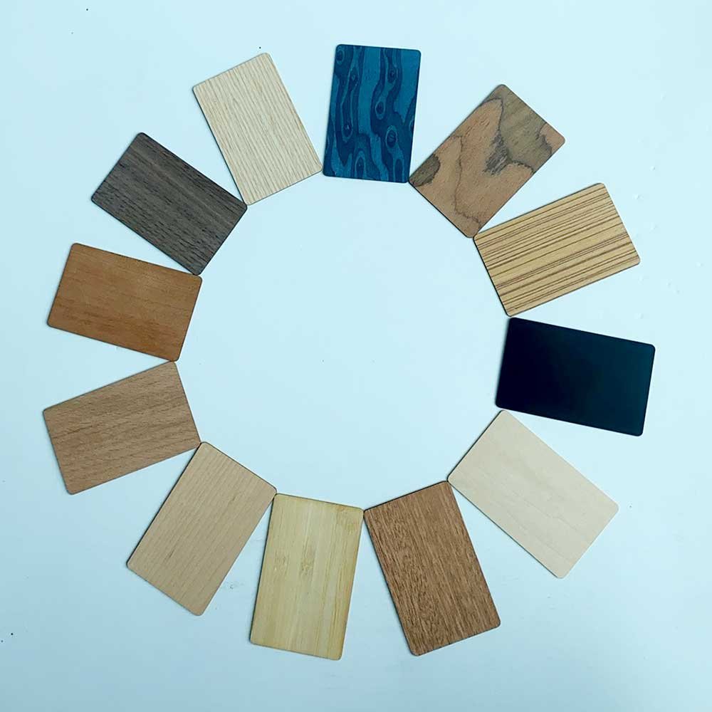 12 colors Eco-friendly Material Blank Bamboo Cherry Wood Rfid Business Card 13.56mhz 213/216 chip Nfc Wooden Access Control Card