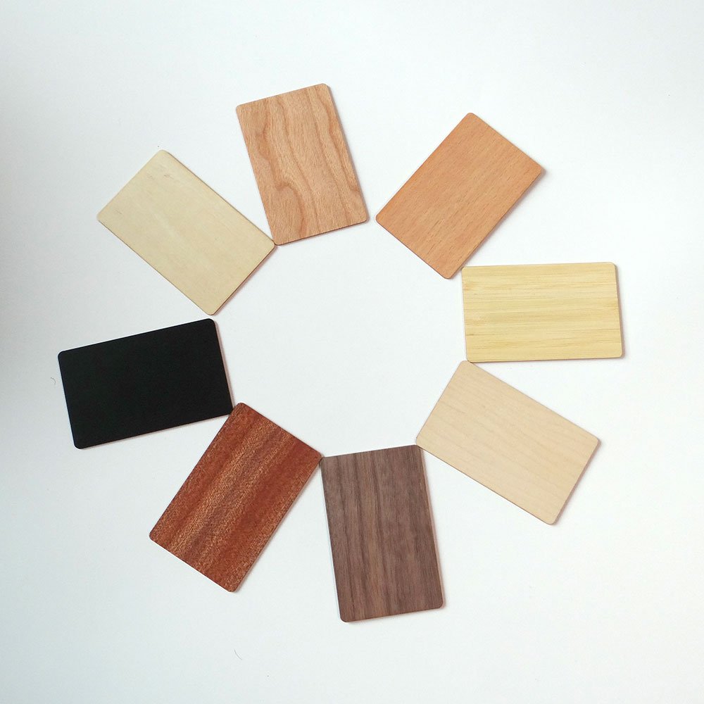 12 colors Eco-friendly Material Blank Bamboo Cherry Wood Rfid Business Card 13.56mhz 213/216 chip Nfc Wooden Access Control Card