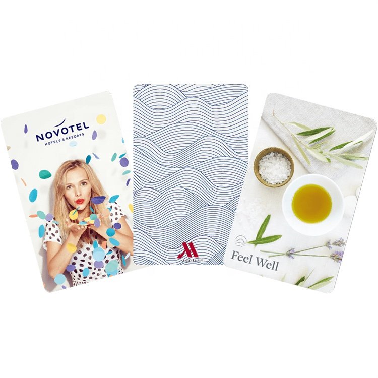 Custom Printed 125Khz/13.56Mhz NFC Hotel Keycard Waterproof PVC & PET Access Control with Encryption Blank White Design