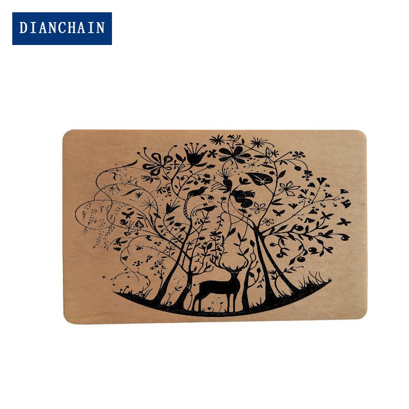 Eco-friendly Standard Size RFID Personality Laser Cut Wood Cards NFC Smart Bamboo Key Card