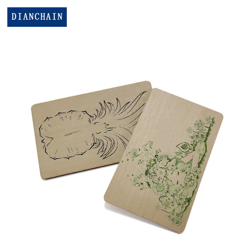 Eco-friendly Standard Size RFID Personality Laser Cut Wood Cards NFC Smart Bamboo Key Card