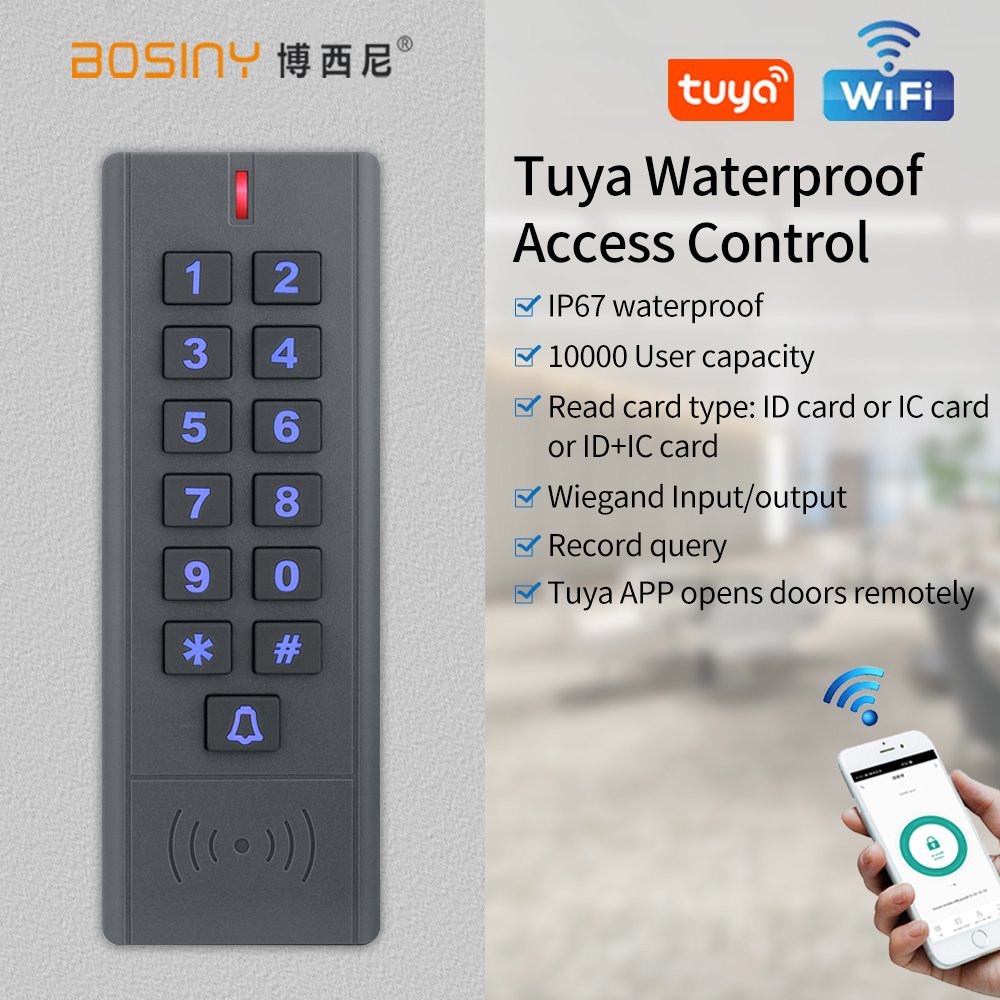 WIFI Tuya Smart Door Lock Keypad Waterproof Door Access Control System Standalone RFID Key Door Entry Access Controller