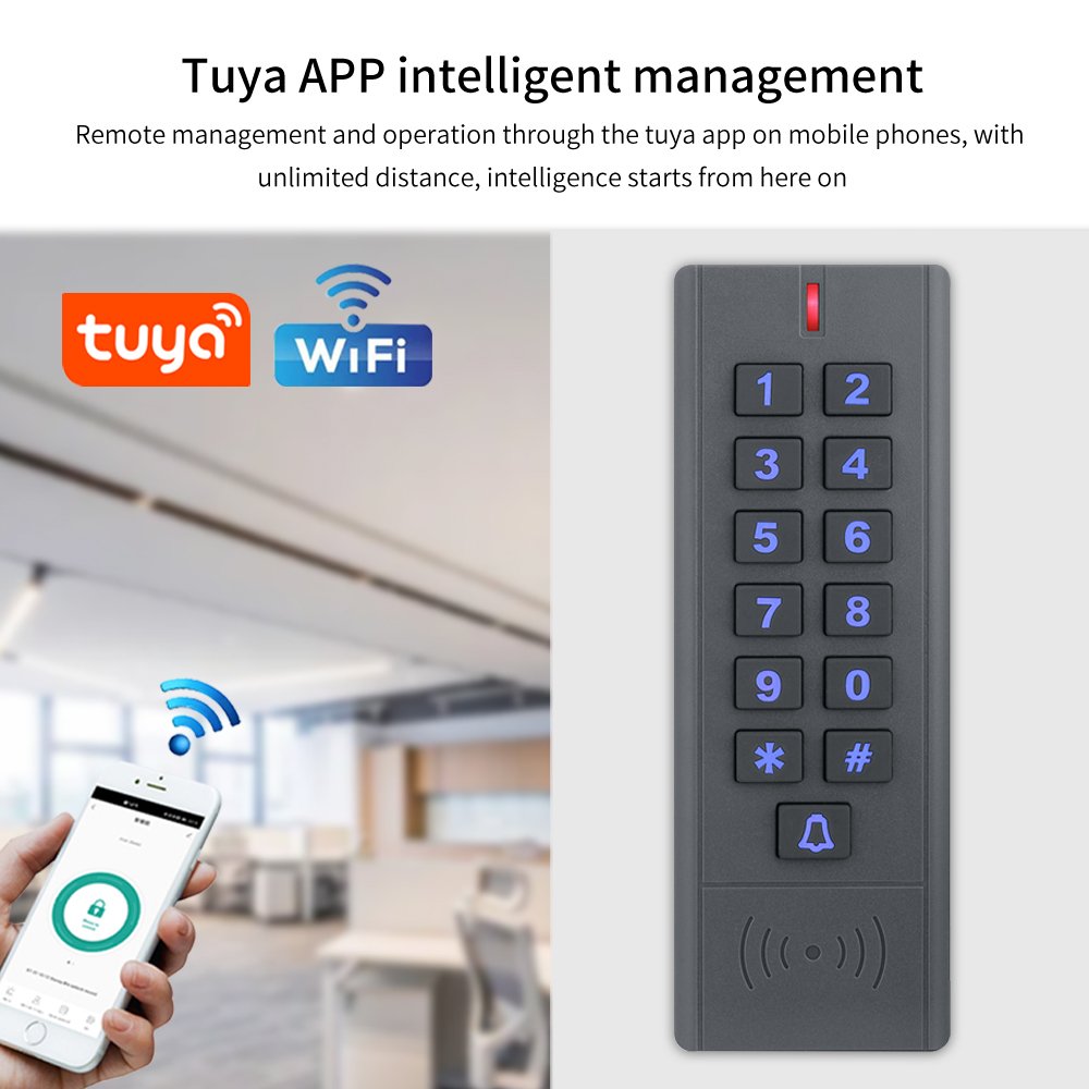 WIFI Tuya Smart Door Lock Keypad Waterproof Door Access Control System Standalone RFID Key Door Entry Access Controller