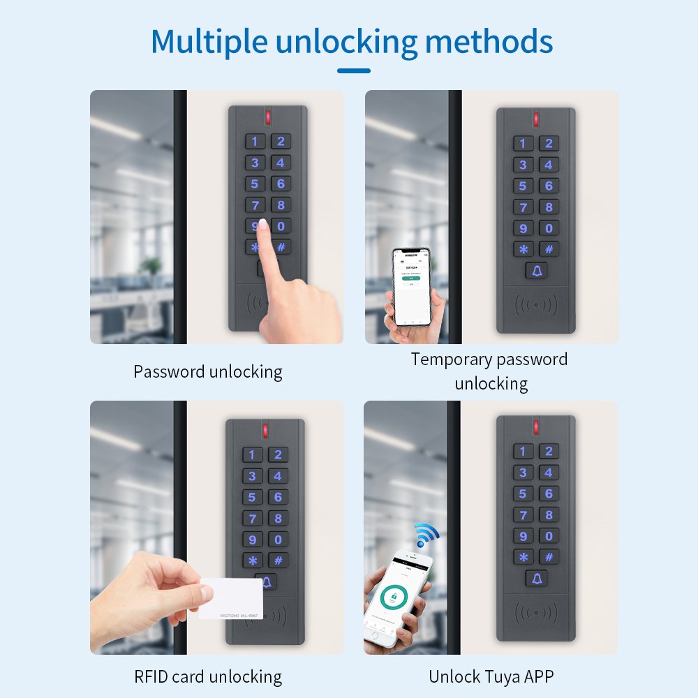 WIFI Tuya Smart Door Lock Keypad Waterproof Door Access Control System Standalone RFID Key Door Entry Access Controller
