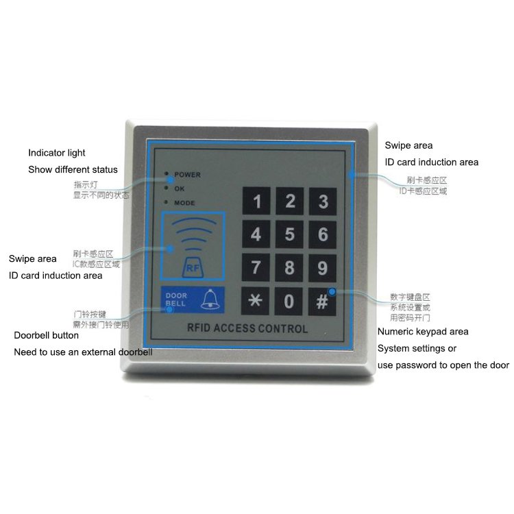 Quality Rfid Card Reader 125Khz Plastic Door Access Control System Device Machine With Password