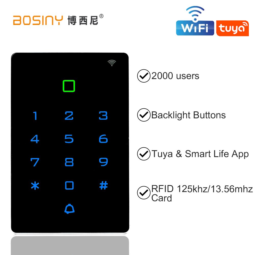 Stand Alone or WIFI Tuya App Door Lock Waterproof Access Control System Standalone Keypad RFID Gate Entry Access Controller T12