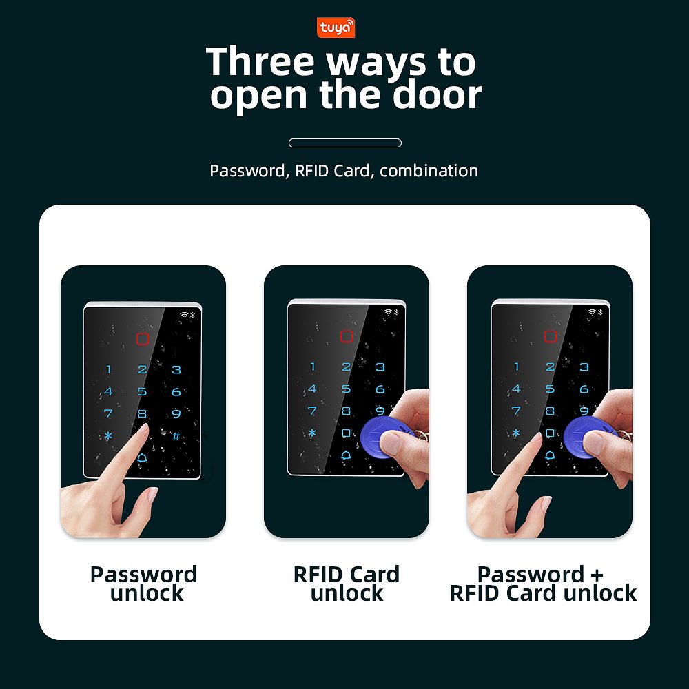 Stand Alone or WIFI Tuya App Door Lock Waterproof Access Control System Standalone Keypad RFID Gate Entry Access Controller T12