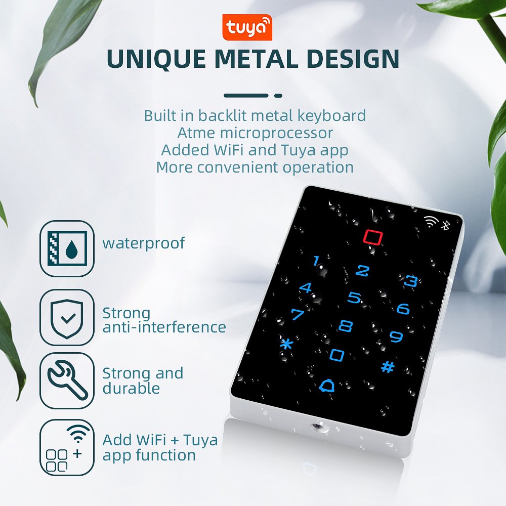 Stand Alone or WIFI Tuya App Door Lock Waterproof Access Control System Standalone Keypad RFID Gate Entry Access Controller T12