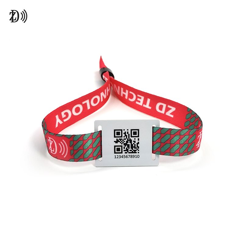 Custom LOGO RFID Tag NFC QR Code Access Control Woven Fabric Bracelet Wristband