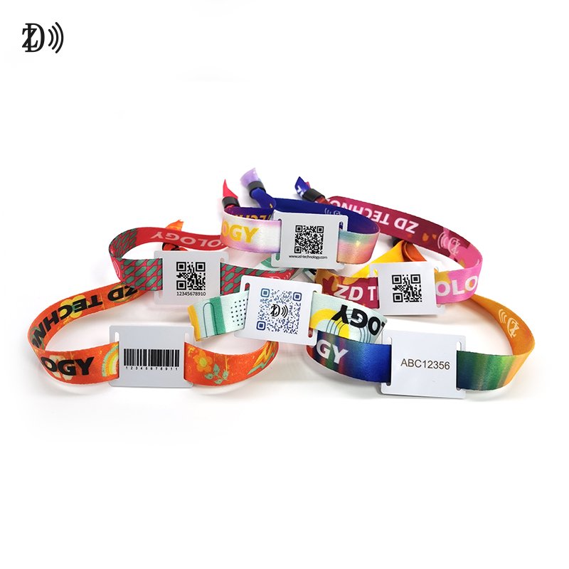 Custom LOGO RFID Tag NFC QR Code Access Control Woven Fabric Bracelet Wristband