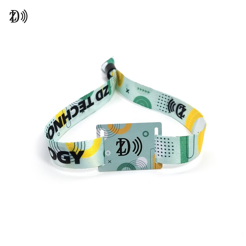 Custom LOGO RFID Tag NFC QR Code Access Control Woven Fabric Bracelet Wristband