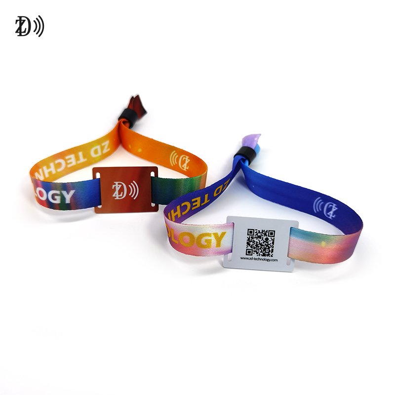 Custom LOGO RFID Tag NFC QR Code Access Control Woven Fabric Bracelet Wristband