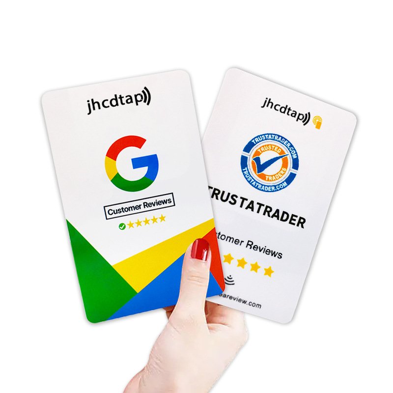 Customized RFID Google review card NFC ordering card NTAG213 NFC chip induction IC card manufacturer