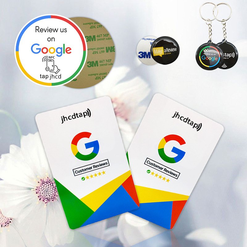Customized RFID Google review card NFC ordering card NTAG213 NFC chip induction IC card manufacturer