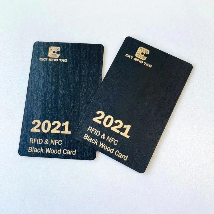 Custom logo eco friendly Black RFID NFC Bamboo Wood business card Loyalty VIP Access control Hotel Key use