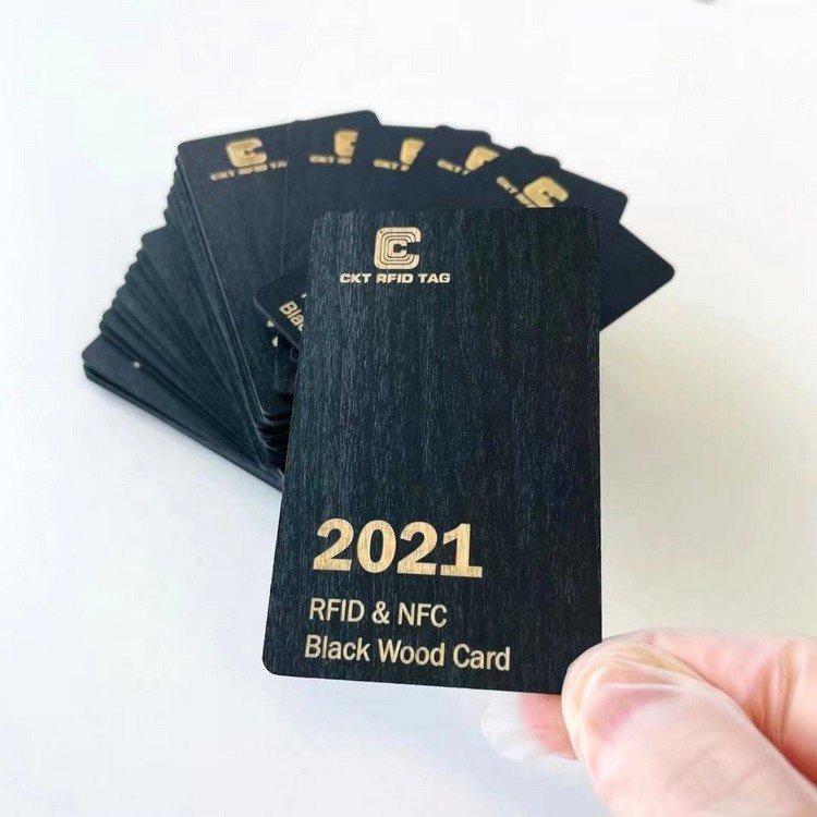 Custom logo eco friendly Black RFID NFC Bamboo Wood business card Loyalty VIP Access control Hotel Key use