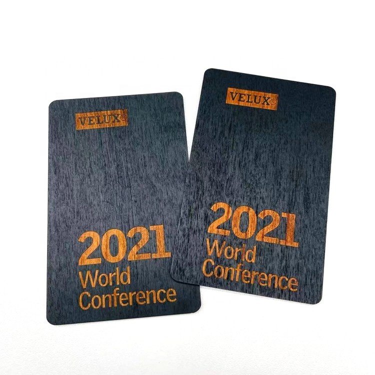 Custom logo eco friendly Black RFID NFC Bamboo Wood business card Loyalty VIP Access control Hotel Key use