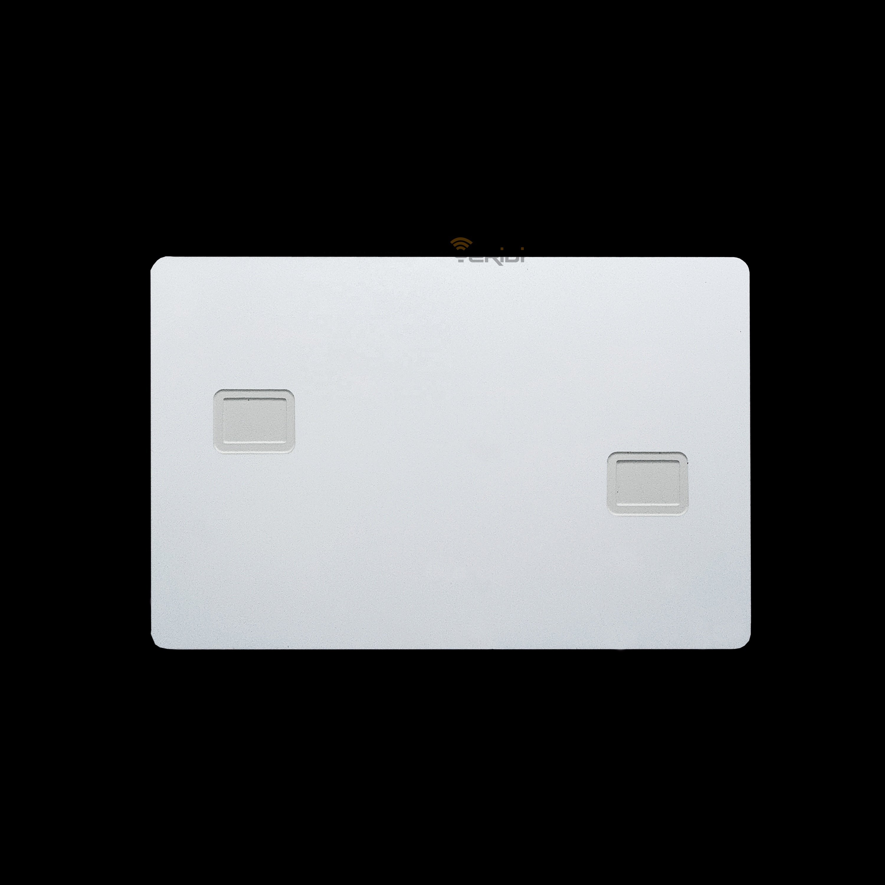 0.8mm No Recording Printable Dual Chip Slot Dual HICO Magnetic Strip Blank Business Membership Access Control Metal Card