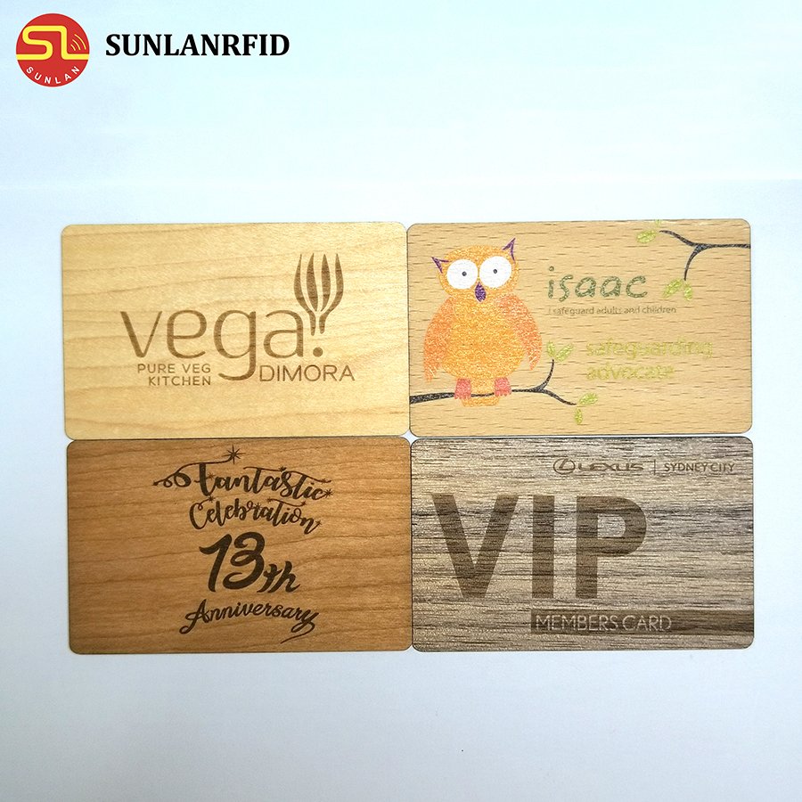 Customized bamboo wood RFID ISO14443A Smart NFC wooden hotel key card