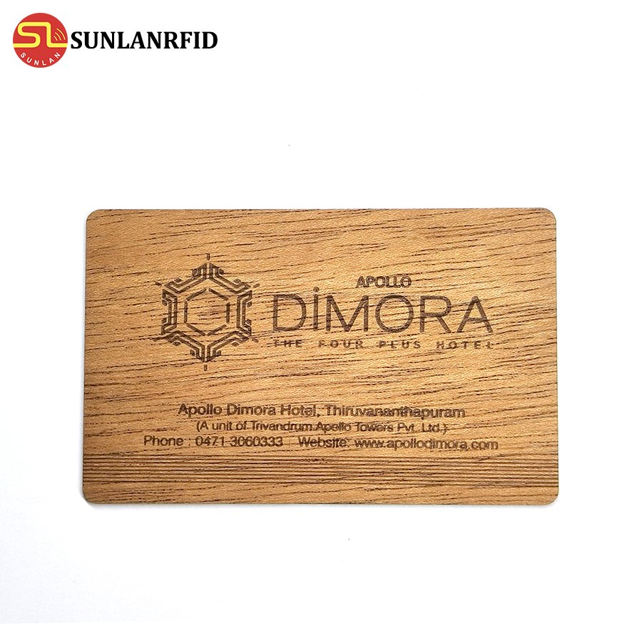 Customized bamboo wood RFID ISO14443A Smart NFC wooden hotel key card