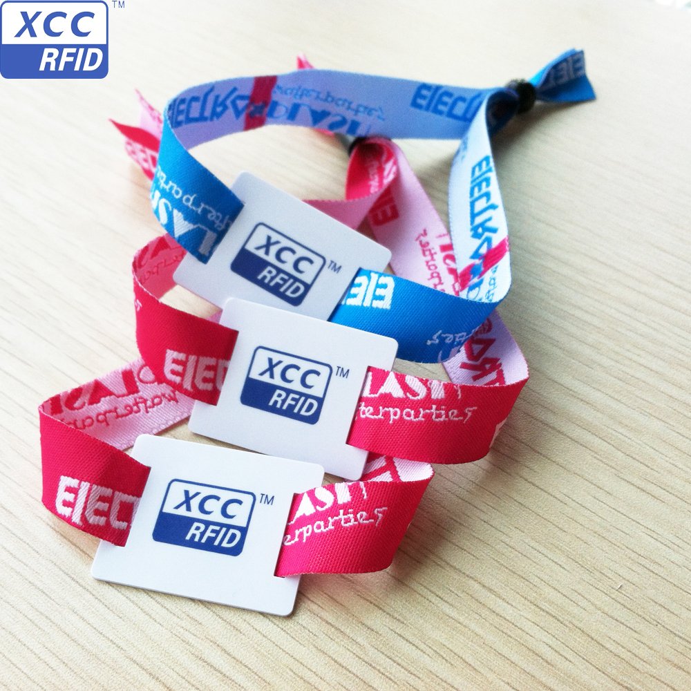 Nfc 213 One Off Custom Printing Paper Woven Fabric Access Control Event Rfid Nfc Bracelet Wristband