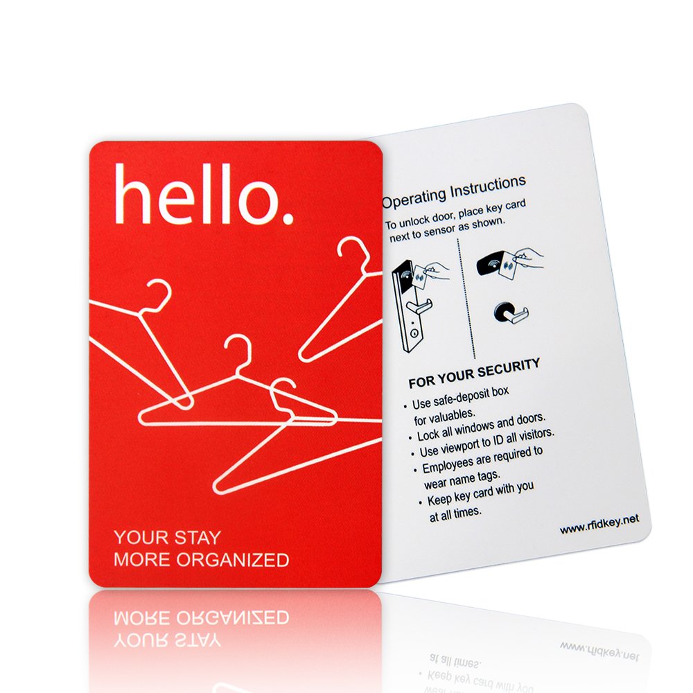 Customized Printable CR80 Hotel Key Card FM11RF08 Chip 1K Byte Memory 13.56MHz rfid hotel key access control cards