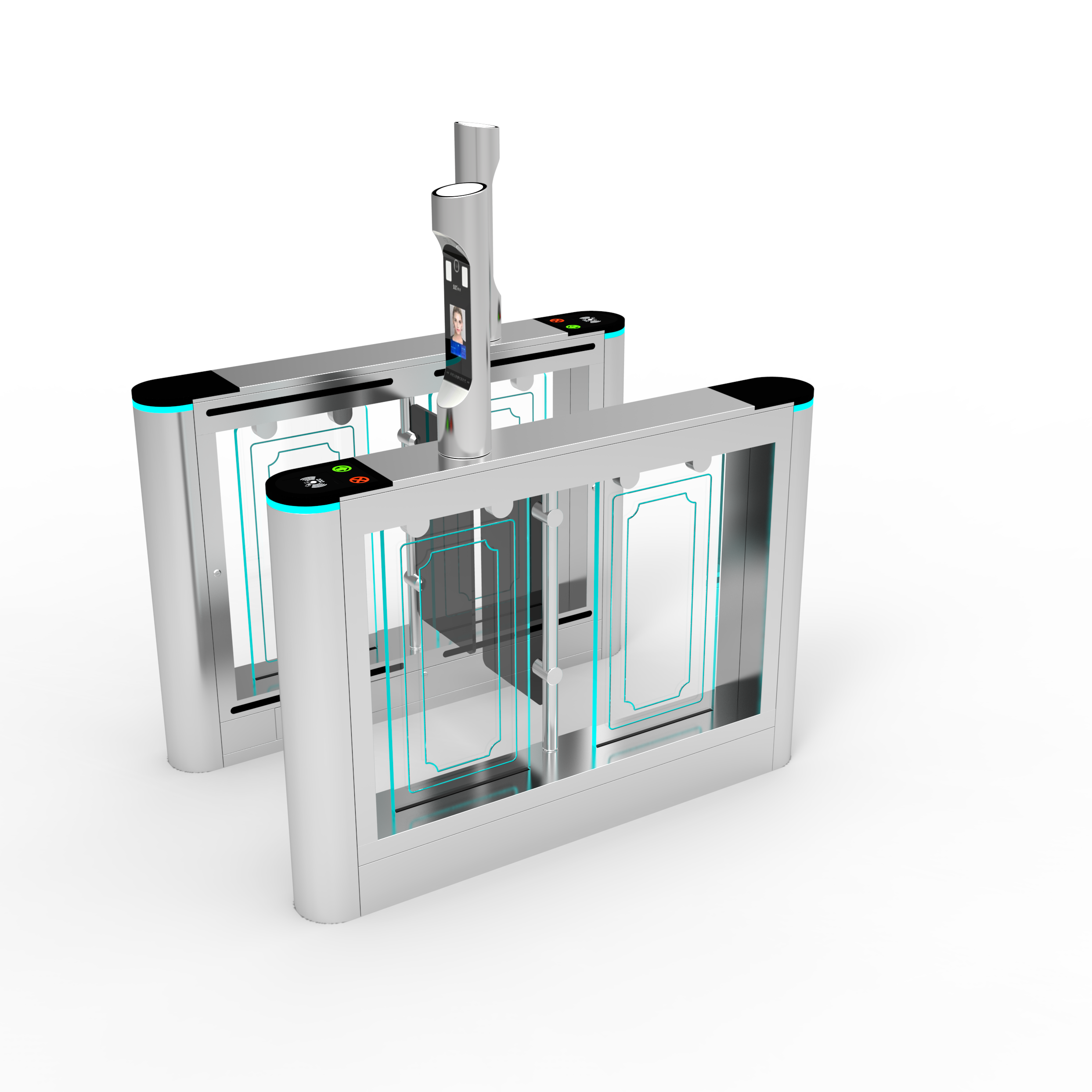 WKT rfid turnstile Biometric Access Control System Wiegand Face Recognition Luxury Swing Barrier Gate with qr code for gyms