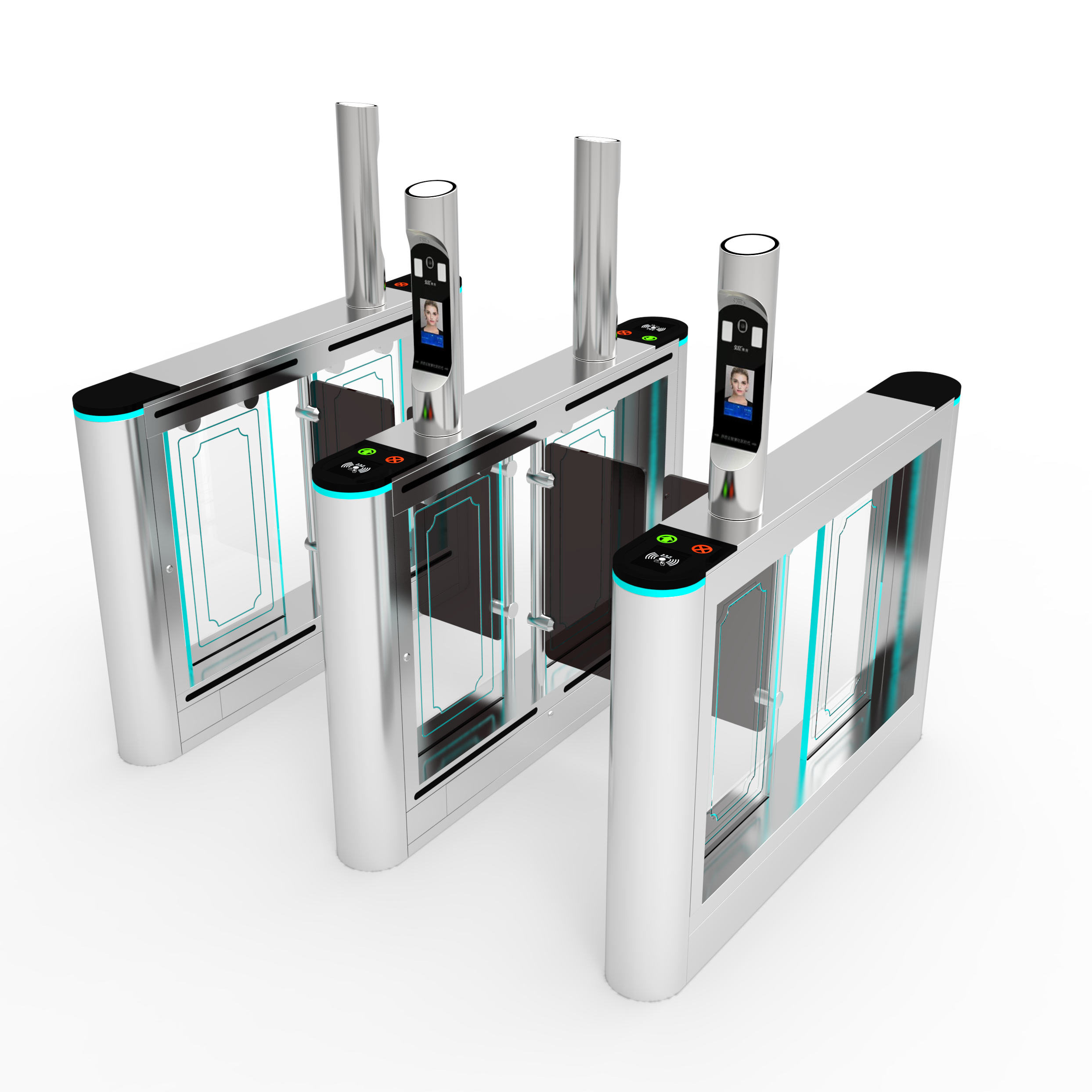 WKT rfid turnstile Biometric Access Control System Wiegand Face Recognition Luxury Swing Barrier Gate with qr code for gyms