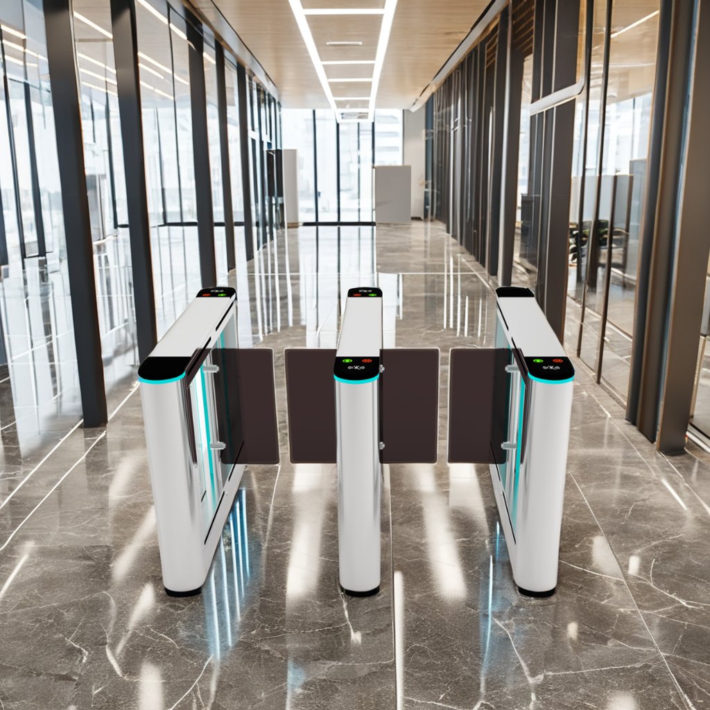WKT rfid turnstile Biometric Access Control System Wiegand Face Recognition Luxury Swing Barrier Gate with qr code for gyms