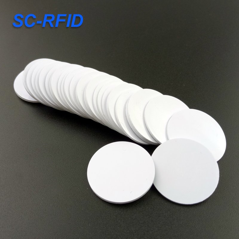 White blank pvc coin card 504bytes RFID round tag 13.56mhz Token Round access control Coin sticker