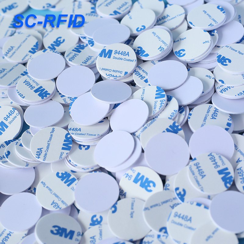 White blank pvc coin card 504bytes RFID round tag 13.56mhz Token Round access control Coin sticker