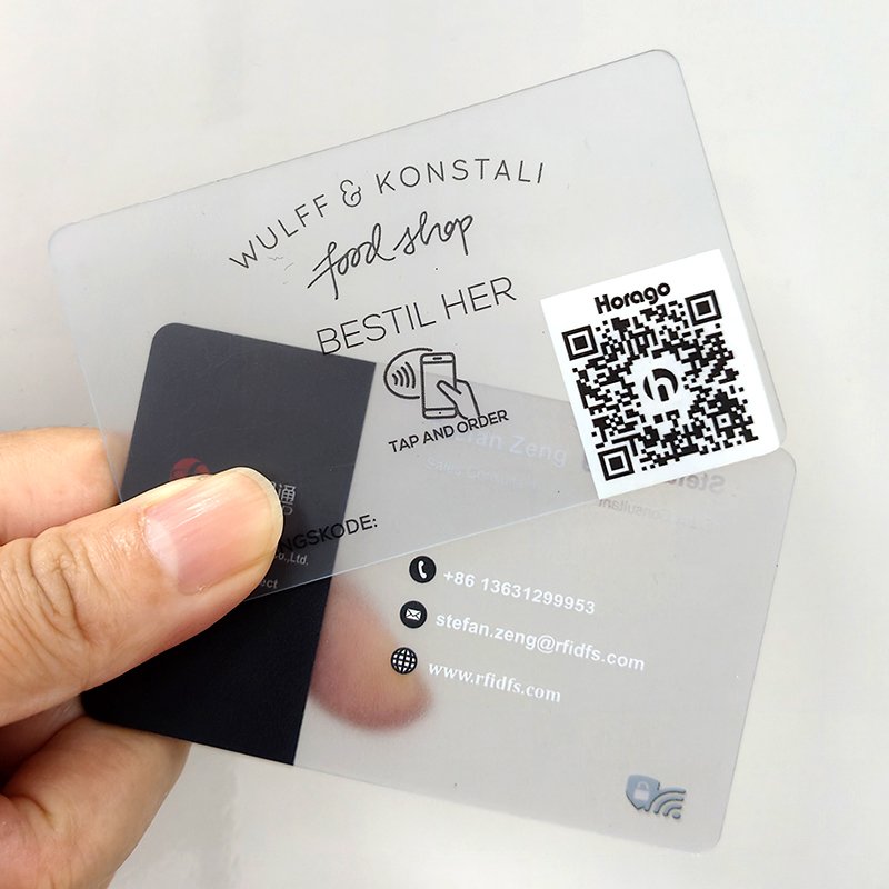 High Quality Custom CMYK Printing RFID transparent smart visit name cards plastic frosted pvc ID business transparent nfc card
