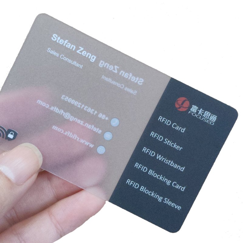 High Quality Custom CMYK Printing RFID transparent smart visit name cards plastic frosted pvc ID business transparent nfc card