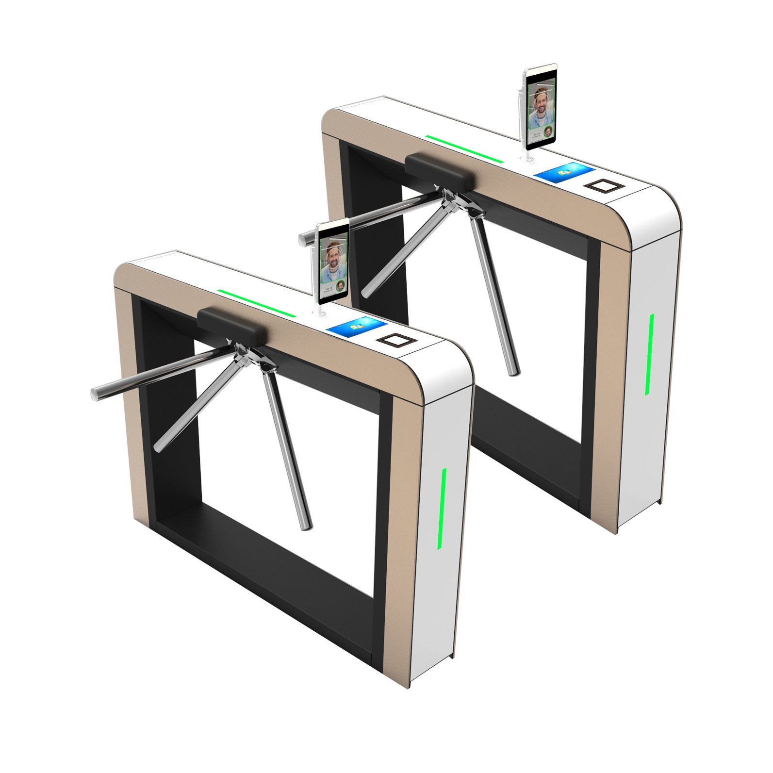 Bosiny custom Access Control Automatic Swing Barrier Gate with IC OR Facial recognition LCD display screen Tripod Turnstile