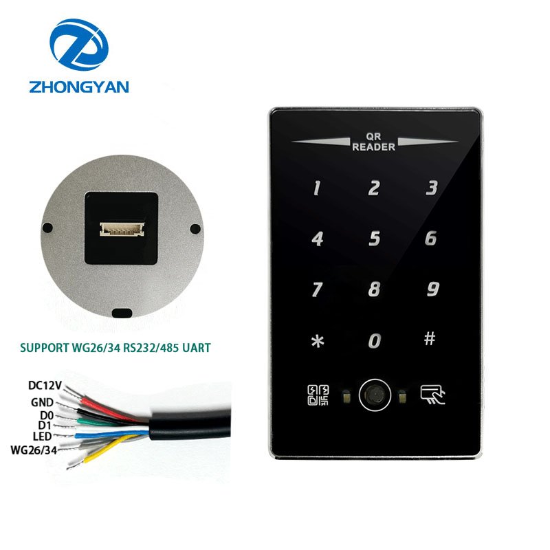 Metal Card Reader IP68 Waterproof Touch Keypad EM4100 ID 125Khz RS232/485 RFID Dynamic QR Code Scanner Access Control Reader