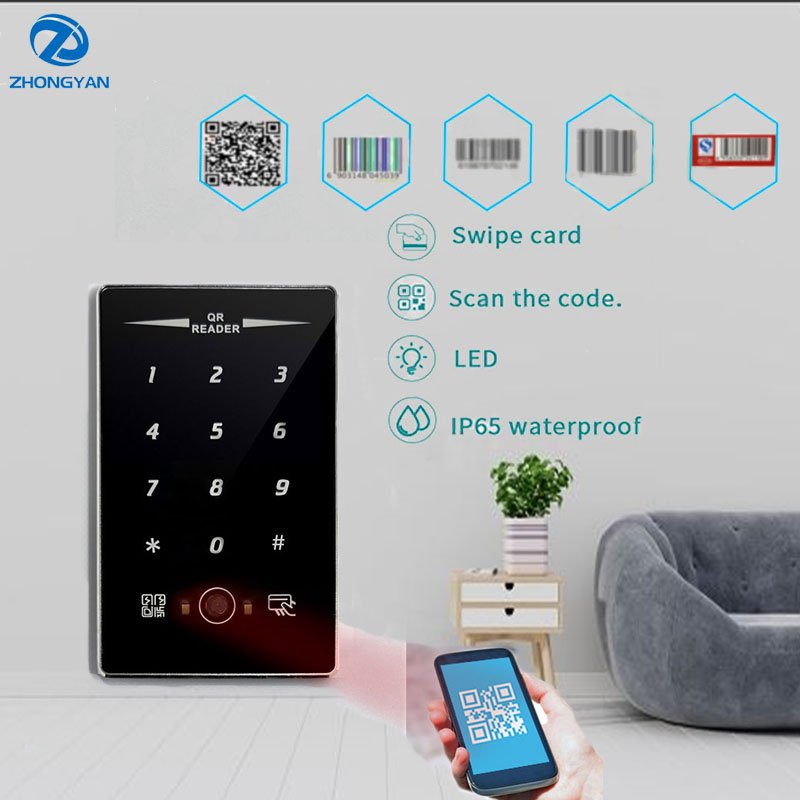 Metal Card Reader IP68 Waterproof Touch Keypad EM4100 ID 125Khz RS232/485 RFID Dynamic QR Code Scanner Access Control Reader