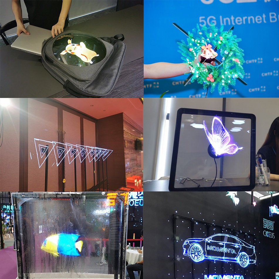 COEUS 20-42cm Round/Hexagonal cover Holographic Projector Hologram 3D Led Fan Display Mini Display Small Desktop Hologram Fan