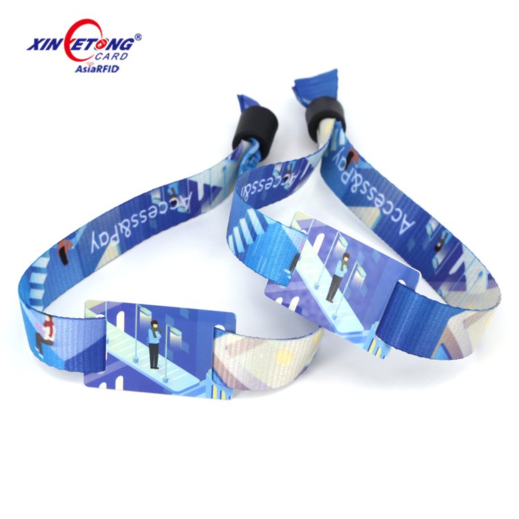Full Color F08 1K RFID Fabric Wristbands NFC Parties Ticket RFID Bracelet For Cashless Event