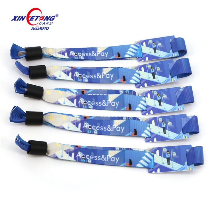 Full Color F08 1K RFID Fabric Wristbands NFC Parties Ticket RFID Bracelet For Cashless Event