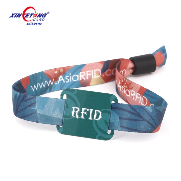 Full Color F08 1K RFID Fabric Wristbands NFC Parties Ticket RFID Bracelet For Cashless Event