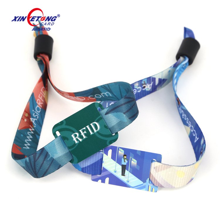 Full Color F08 1K RFID Fabric Wristbands NFC Parties Ticket RFID Bracelet For Cashless Event