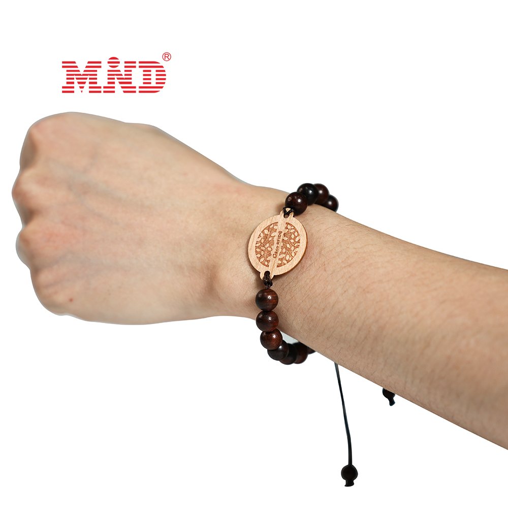 LF HF UHF Wristband Smart RFID Wood Card Manufacture Wooden Beads Bracelet NFC RFID Woven Wristband