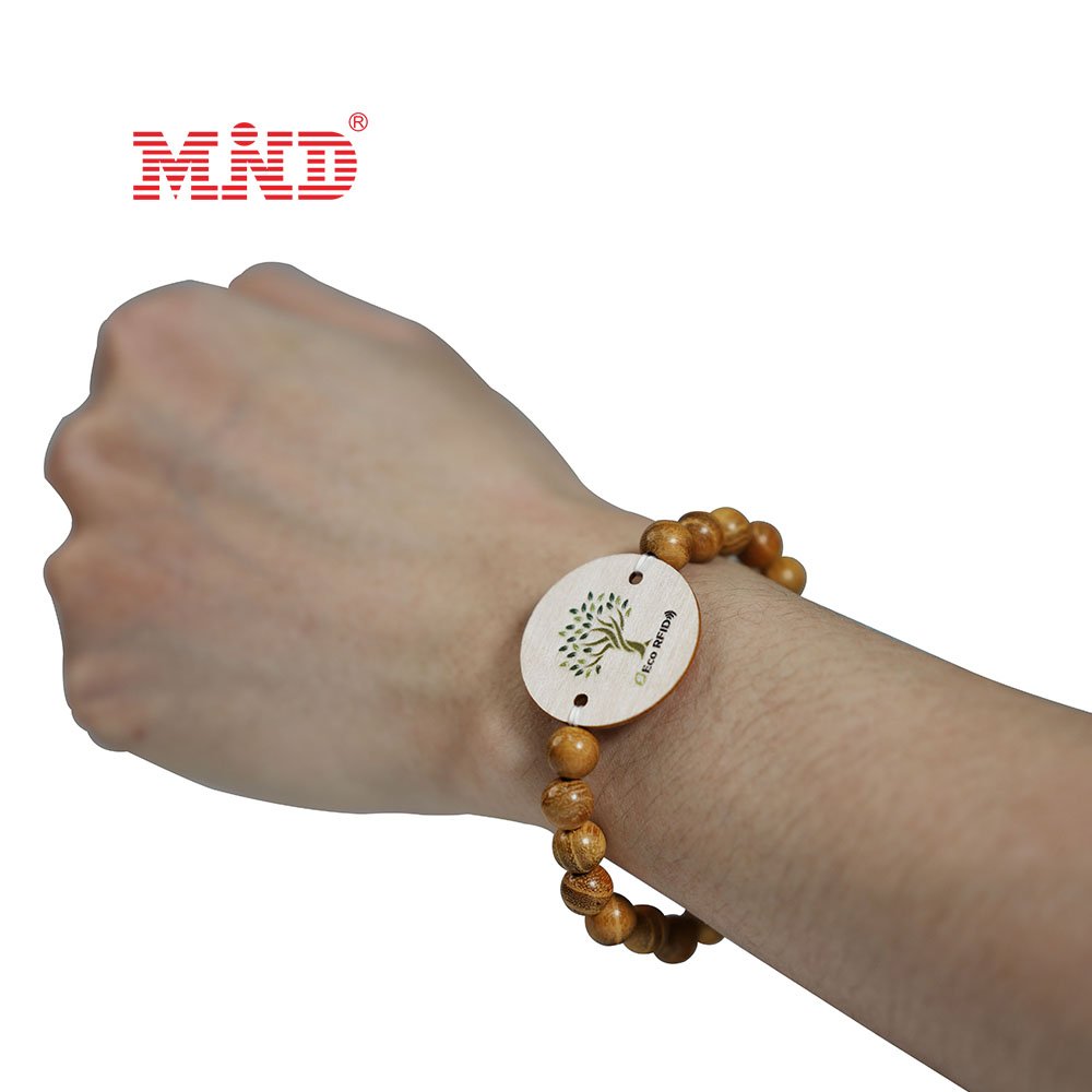 LF HF UHF Wristband Smart RFID Wood Card Manufacture Wooden Beads Bracelet NFC RFID Woven Wristband
