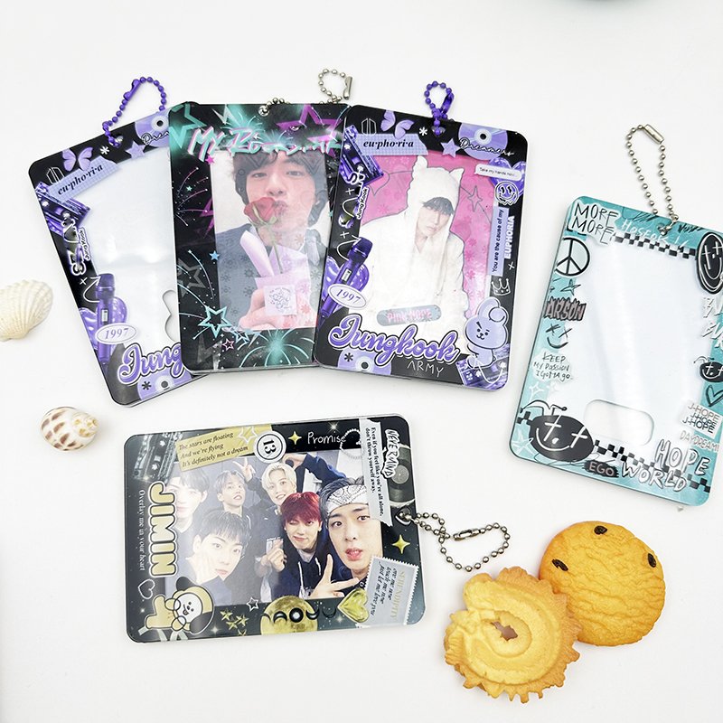 Kpop Photocard Holder Double-Sided Acrylic Magnetic Card Holder with UV Printed Zinc Alloy for Acrylic Photocards and Keys