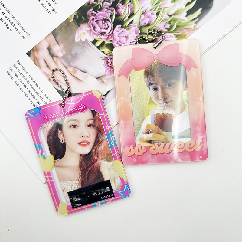 Kpop Photocard Holder Double-Sided Acrylic Magnetic Card Holder with UV Printed Zinc Alloy for Acrylic Photocards and Keys