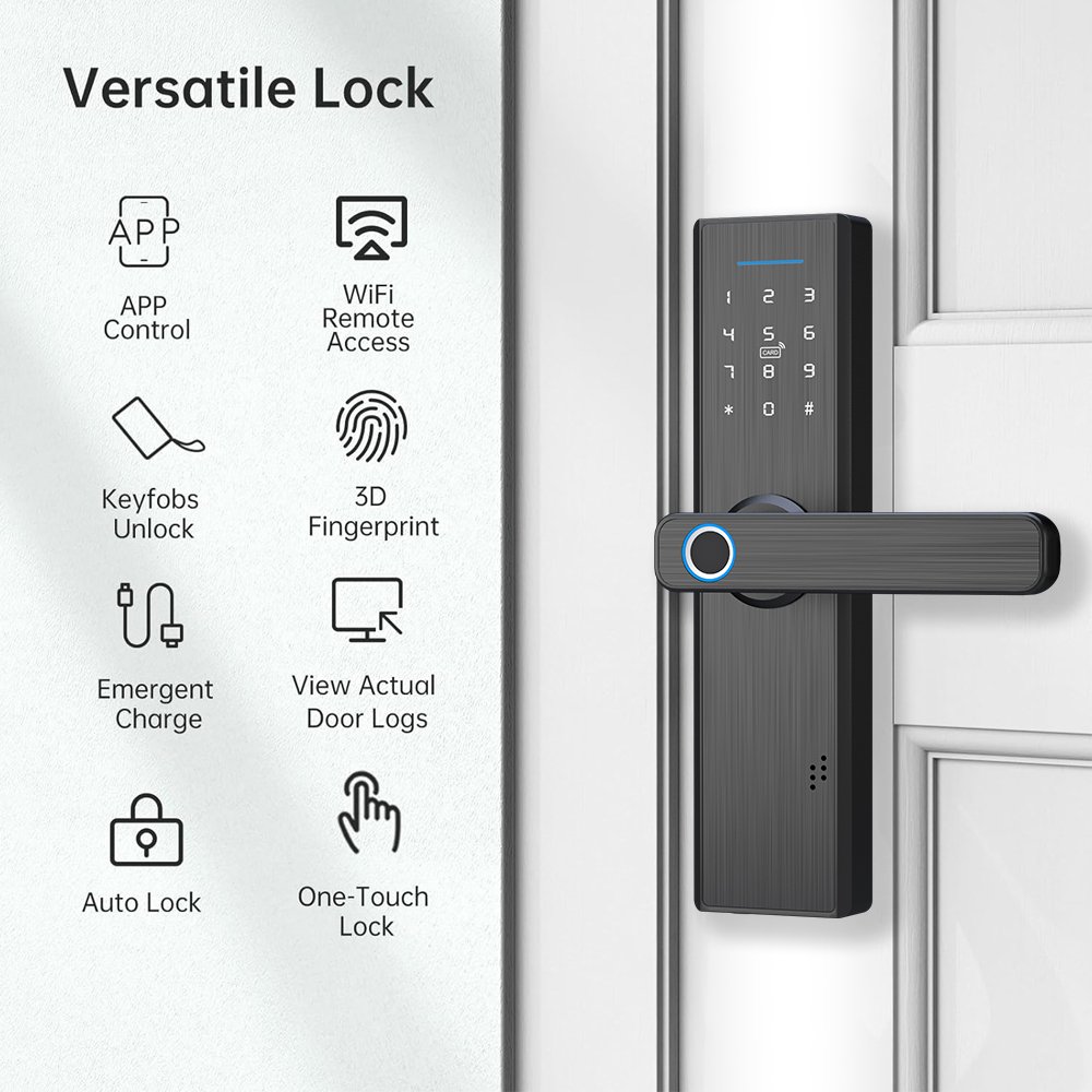 Eseye Luxury Villa Smart Door Lock Tuya App Mortise Wooden Houses Hotels Aluminum Material Smart Card Access Password